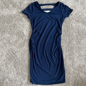 Sophy Maternity Back Detail Knit Dress - Navy